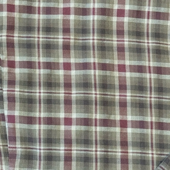 John Varvatos USA olive plaid long sleeve button up shirt, zipper pockets Large - Picture 8 of 10